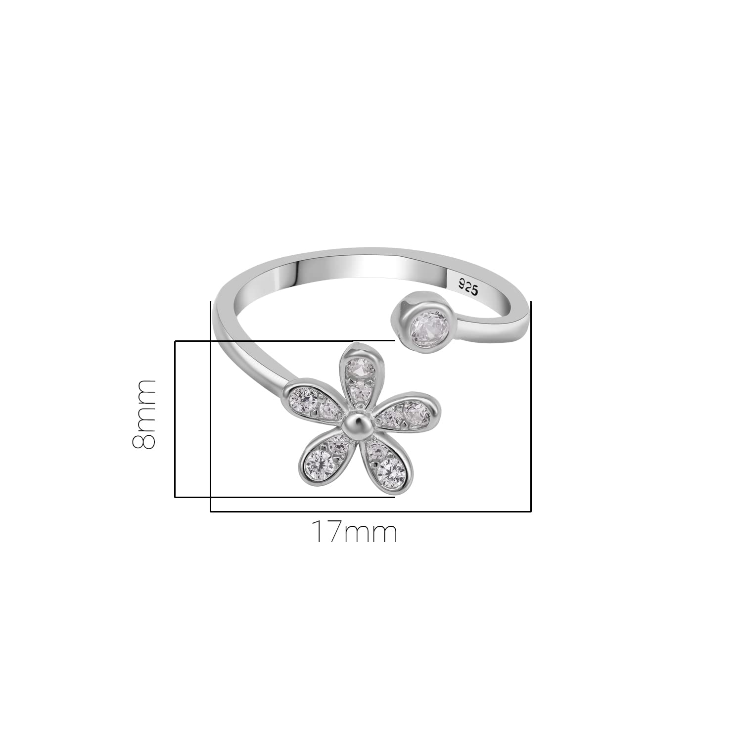 925 Sterling Valentine CZ Toe Rings, Women's